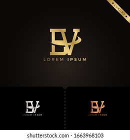 Luxury Monogram Letter bv logo design template elements for Company Group