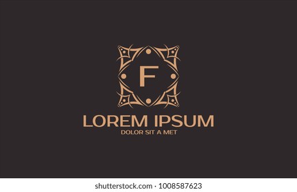 Luxury monogram letter F initials logo. Universal Ornament initial symbol icon Vector vector