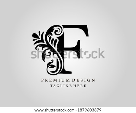 Luxury Monogram Letter F logo design, elegant floral ornate alphabet design vector.