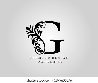 Luxury Monogram Letter G logo design, elegant floral ornate alphabet design vector.