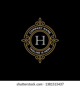luxury monogram letter H logotype. premium brand icon. elegant alphabet/initial frame design vector. can be used for beauty industry, cosmetics, salon, boutique, spa, company, corporate, etc