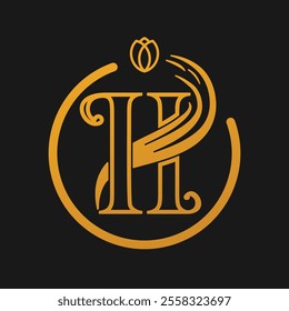 Luxury monogram letter H with Petal