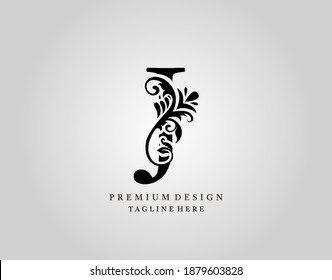 Luxury Monogram Letter J logo design, elegant floral ornate alphabet design vector.