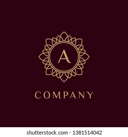 luxury monogram letter A logotype. premium brand icon. elegant alphabet/initial frame design vector. can be used for beauty industry, cosmetics, salon, boutique, spa, company, corporate, etc