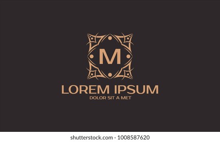 Luxury monogram letter M initials logo. Universal Ornament initial symbol icon Vector vector