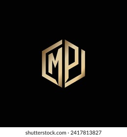 Luxury monogram letter M and P shaped into hexagon