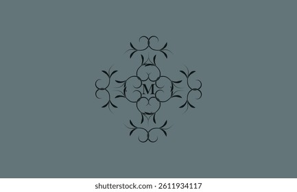 Luxury monogram with letter M. Vector graphic elegant logo, suitable for restaurants, hotels, cafes, shops, fashion, beauty salons, etc.