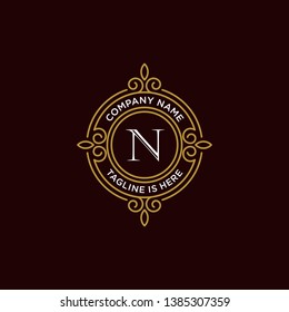 luxury monogram letter N logotype. premium brand icon. elegant alphabet/initial frame design vector. can be used for beauty industry, cosmetics, salon, boutique, spa, company, corporate, etc