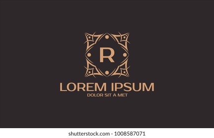 Luxury monogram letter R initials logo. Universal Ornament initial symbol icon Vector vector