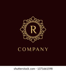 luxury monogram letter R logotype. premium brand icon. elegant alphabet/initial frame design vector. can be used for beauty industry, cosmetics, salon, boutique, spa, company, corporate, etc