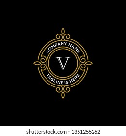 luxury monogram letter V logotype. premium brand icon. elegant alphabet/initial frame design vector. can be used for beauty industry, cosmetics, salon, boutique, spa, company, corporate, etc