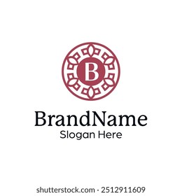 Plantilla de lujo del diseño del logotipo del monograma con un patrón floral intrincado
