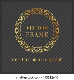 Luxury Monogram Logo. Golden colors on dark background. Design for Boutique, Restaurant, Royalty, Hotel, Cosmetics brand, VIP, Clubs. Vector Illustration.