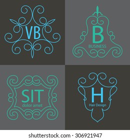 luxury monogram logo identity template collection,elegant line art trendy,business sign,boutique logo , premium insignia,vector illustration