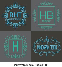 luxury monogram logo identity template collection,elegant line art trendy,business sign,boutique logo , premium insignia,vector illustration