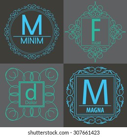 luxury monogram logo identity template collection,elegant line art trendy,business sign,boutique logo , premium insignia,vector illustration