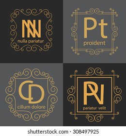 luxury monogram logo identity template collection,elegant line art trendy,business sign,boutique logo , premium insignia,vector illustration
