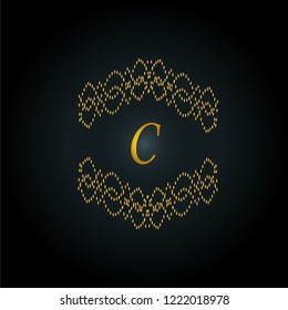 Luxury monogram logo with letter C. Vector emblem for antiques, restaurants, boutiques, hotels, heraldry, jewelry
