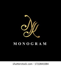 Luxury monogram logo letter NK