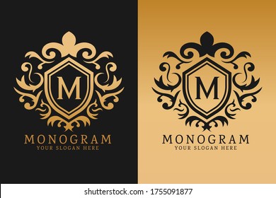 luxury monogram logo template design vector