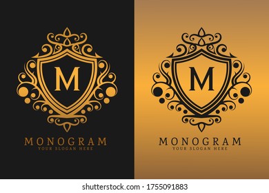luxury monogram logo template design vector