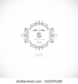 Luxury monogram logo template. Elegant design for business sign, restaurant, wedding shop, jewelry, fashion, product design, brand sign. Vector illustration.