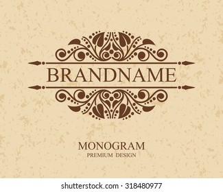Luxury Monogram logo template with flourishes calligraphic elegant ornament elements, Elegant line art logo, Business sign for Royalty, Boutique, Cafe, Hotel, Heraldic, Jewelry, Wine