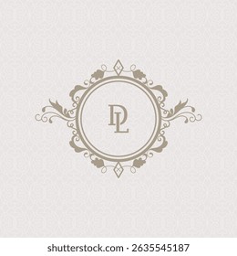 Luxury monogram logo template vector object for logotype or badge Design. Trendy vintage royal ornament frame illustration, good for fashion boutique, invitations, menus, and more, Wedding Crests