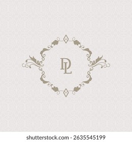 Luxury monogram logo template vector object for logotype or badge Design. Trendy vintage royal ornament frame illustration, good for fashion boutique, invitations, menus, and more, Wedding Crests