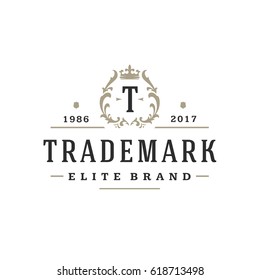 Luxury monogram logo template vector object for logotype or badge Design. Trendy vintage royal ornament frame illustration, good for fashion boutique, alcohol or hotel brand.