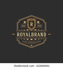 Luxury monogram logo template vector object for logotype or badge Design. Trendy vintage royal ornament frame illustration, good for fashion boutique, alcohol or hotel brand.