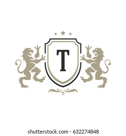Luxury monogram logo template vector object for logotype or badge Design. Trendy vintage royal ornament frame illustration, good for fashion boutique, alcohol or hotel brand.