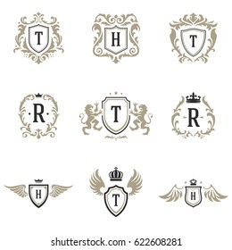 luxury monogram logos templates vector objects stock vector royalty