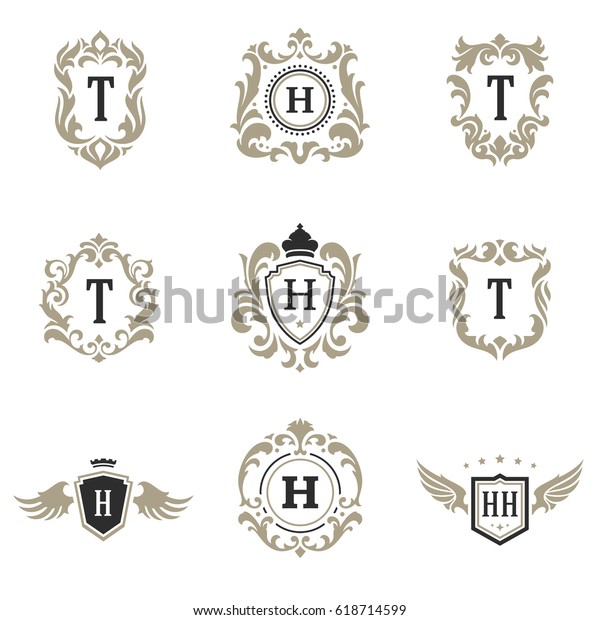 Luxury Monogram Logos Templates Vector Objects Stock Vector (Royalty ...