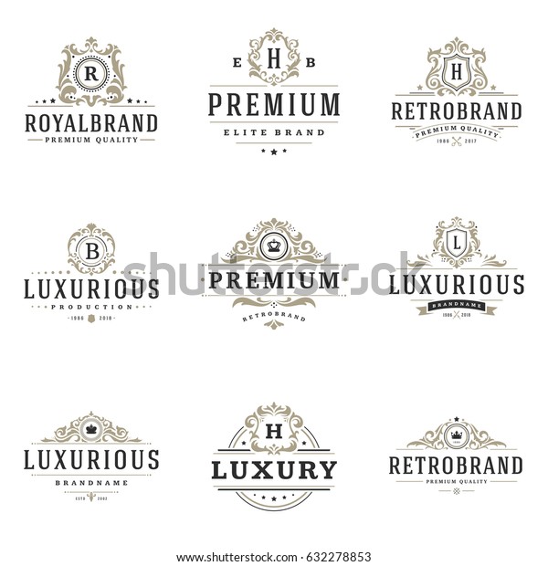 Luxury Monogram Logos Templates Vector Objects Stock Vector (Royalty ...