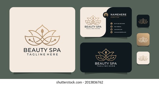 Luxury monogram minimalist beauty spa logo vector designs elements. Logo can be used for icon, brand, identity, symbol, and nature