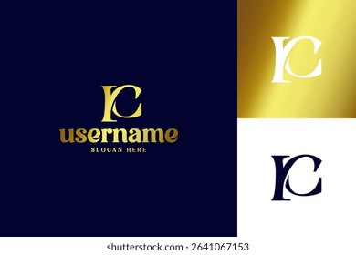 luxury monogram RC logo design vector inspiration. creative icon rc logo vector design template with modern, elegant and gold styles