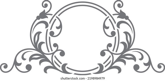 Luxury monogram template. Flourish round decorative label