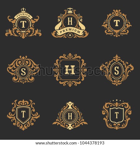 luxury monograms logos templates vector objects stock vector
