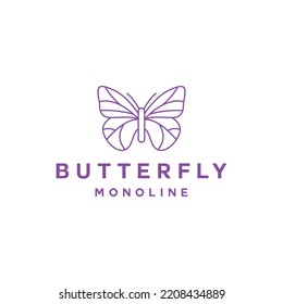 Vector con el logotipo de la mariposa de la Monolina de lujo, símbolo e icono de un animal minimalista, empresa de diseño creativo para cosméticos y boutique