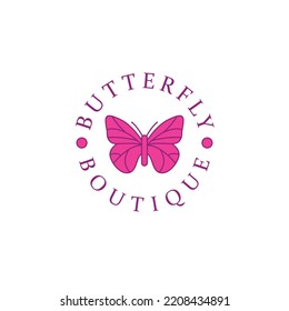 Vector con el logotipo de la mariposa de la Monolina de lujo, símbolo e icono de un animal minimalista, empresa de diseño creativo para cosméticos y boutique