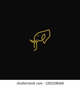 luxury monoline elephant head logo vector