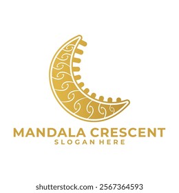 Luxury Moon Gold with abstract mandala pattern logo vector template