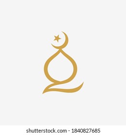 Diseño del logo de la mezquita de lujo. Sencilla plantilla vectorial islámico de cúpula dorada. Icono masjid ilustra el color oro para la comunidad musulmana. Logo para la organización del islam, educación, negocios, empresa, instituto. 
