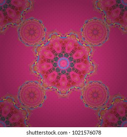 Luxury motley pattern with abstract vector elements. Blue, yellow and pink geometric seamless pattern.