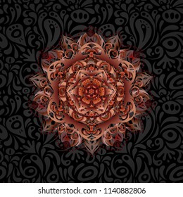 Luxury motley pattern with abstract vector elements. Brown, red and orange geometric seamless pattern.