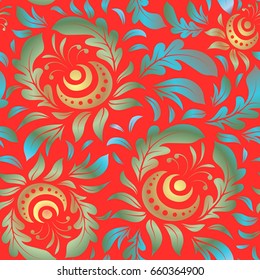 Luxury motley pattern with abstract vector elements. Red and yellow geometric seamless pattern.