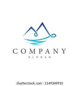 luxury mountain logo in mono line style