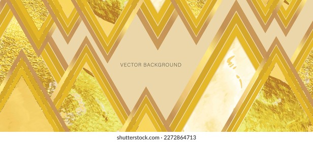 Luxury mountain wallpaper background vector. Abstract geometric triangle hill shape with watercolor and gold foil texture. Design illustration for cover, invitation, packaging, fabric, poster, print.