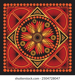 Diseño de mandala multicolor de lujo en fondo negro
